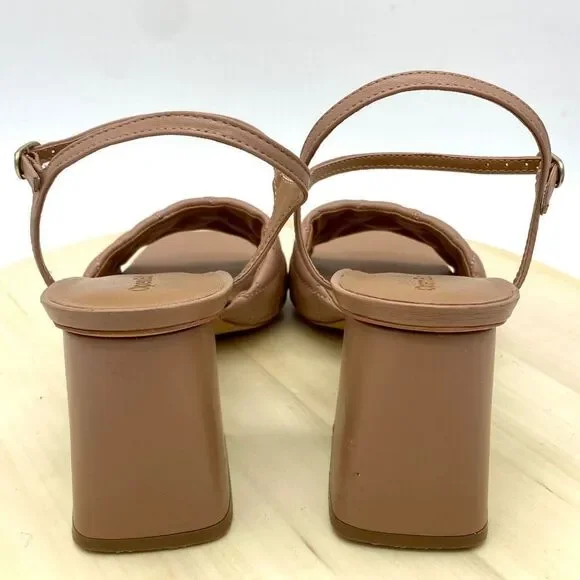 Open Edit by Nordstrom Austyn Quilted Block Heeled Sandals Tan Mocha Size 9M NEW - Picture 4 of 12